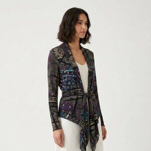 Alberto Makali Cardigan Sweater Open Black Purple Grunge Artsy L